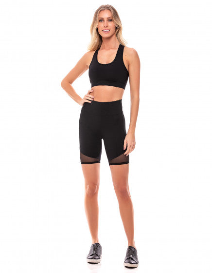 Mesh Detail Shorts - Black - Activewear Brazil