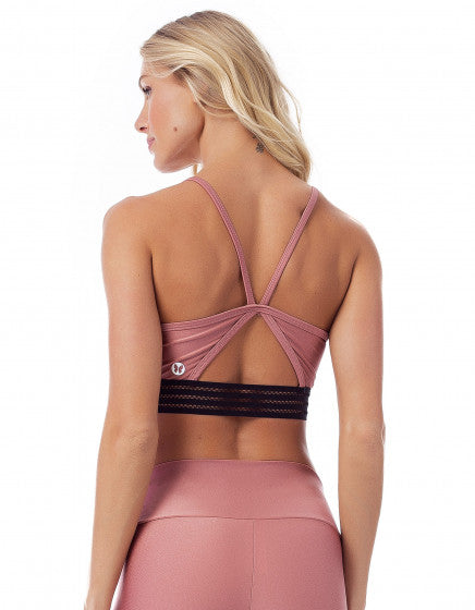 Rose Mesh Top - Black/Rose - Activewear Brazil
