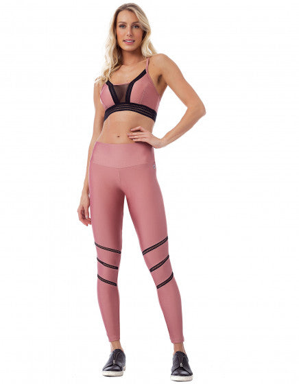 Rose Mesh Top - Black/Rose - Activewear Brazil