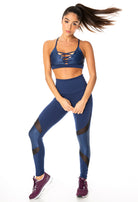 Gloss Panel Supplex Compress F/L Tights - Navy - Activewear Brazil