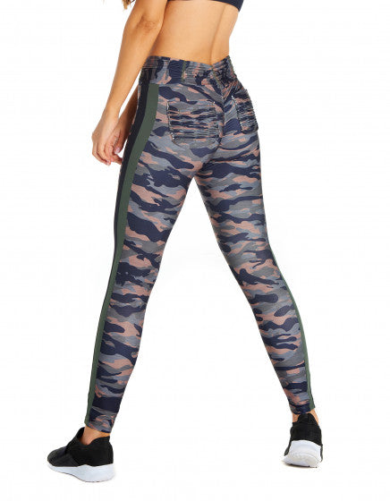 Camo F/L Tights with Back Pocket & Gathered Waist