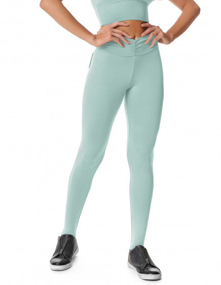 Mint F/L Tights with Back Pocket & Gathered Waist - Activewear Brazil