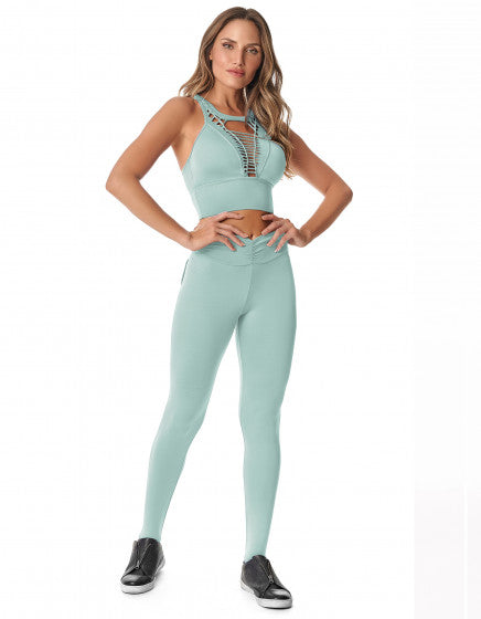 Mint F/L Tights with Back Pocket & Gathered Waist - Activewear Brazil