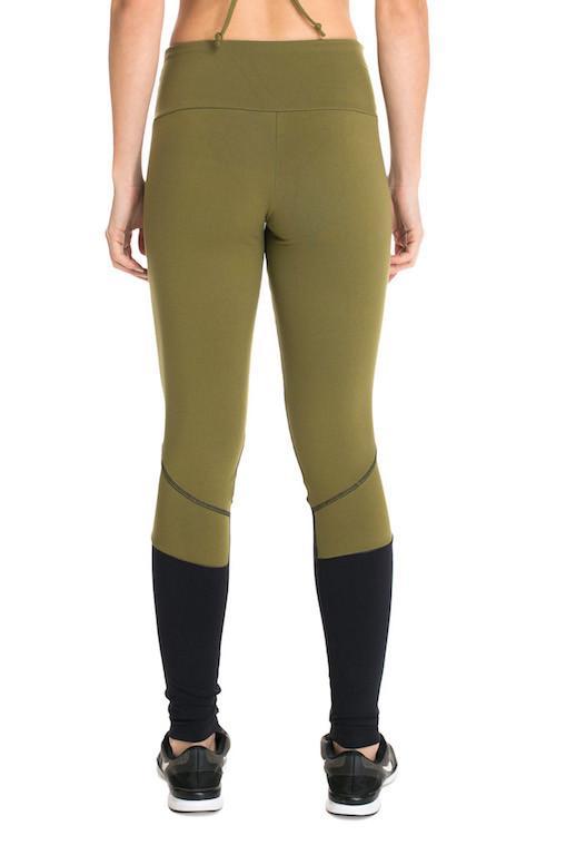 Khaki Block Supplex Compress F/L Tights - High Rise - Activewear Brazil